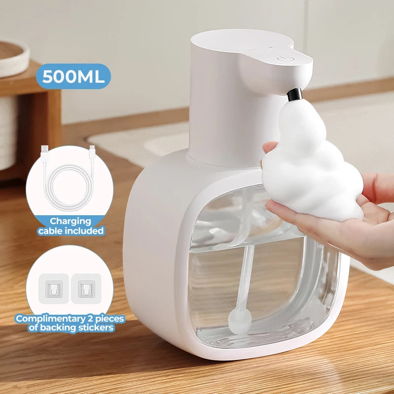 New Wall Mounted Automatic Soap Dispenser Foam Smart Hand Washing Machine 500ml Liquid Rechargeable Bathroom Induction Sensor
