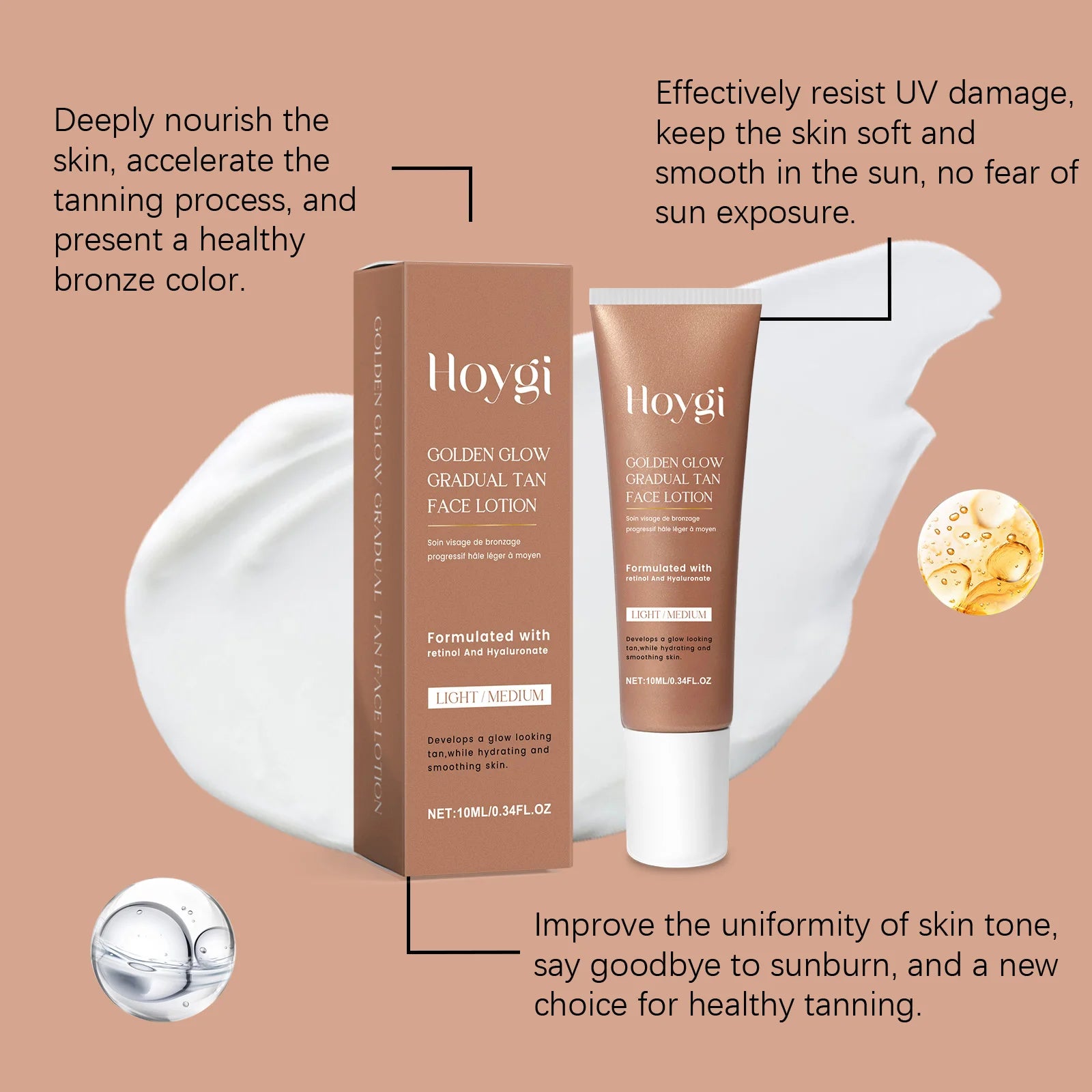 Self-Tanning Lotion Sunless Self Tanner for Face Body Waterproof Long-Lasting Glow Body Bronzer Even Skin Tone Bronzing Lotion